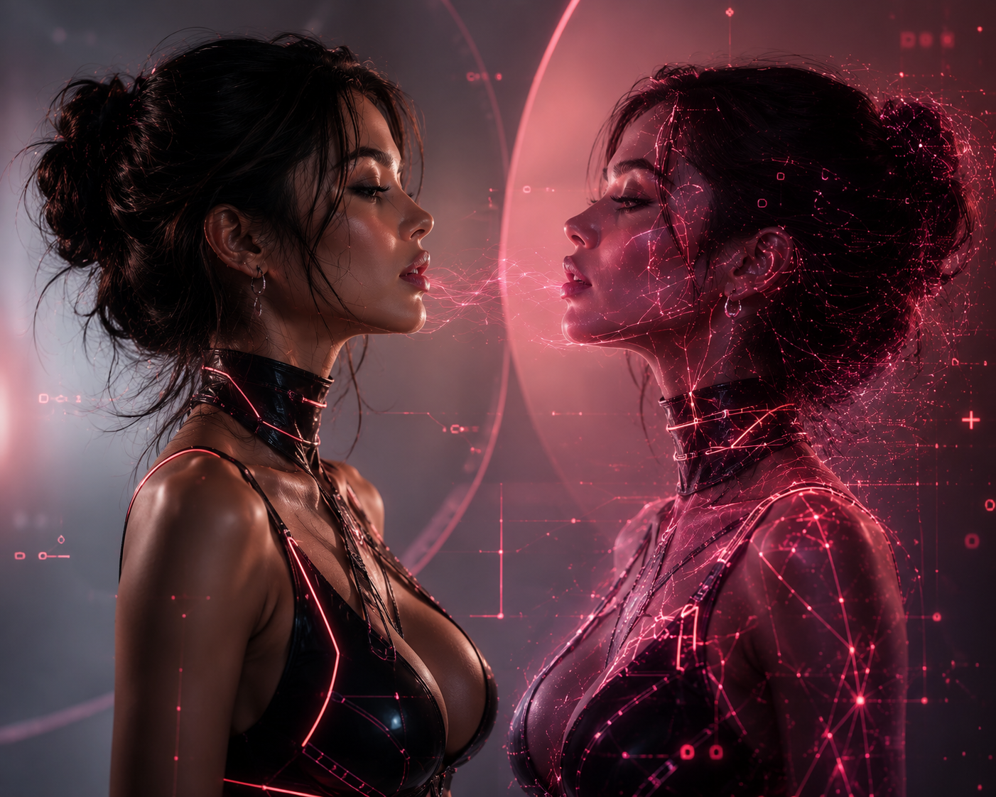 Creator reflected in red light